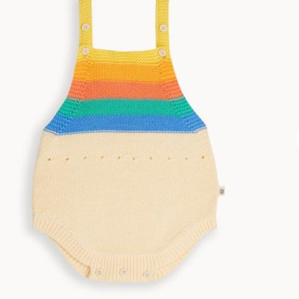 The Bonnie Mob Bubble - Rainbow Rainbow Stripe Romper 6-12 Months NWOT